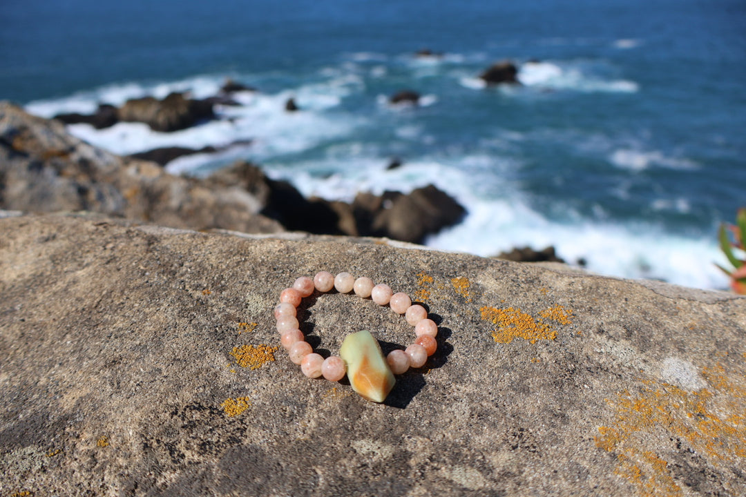 Sunstone + amazonite bracelet