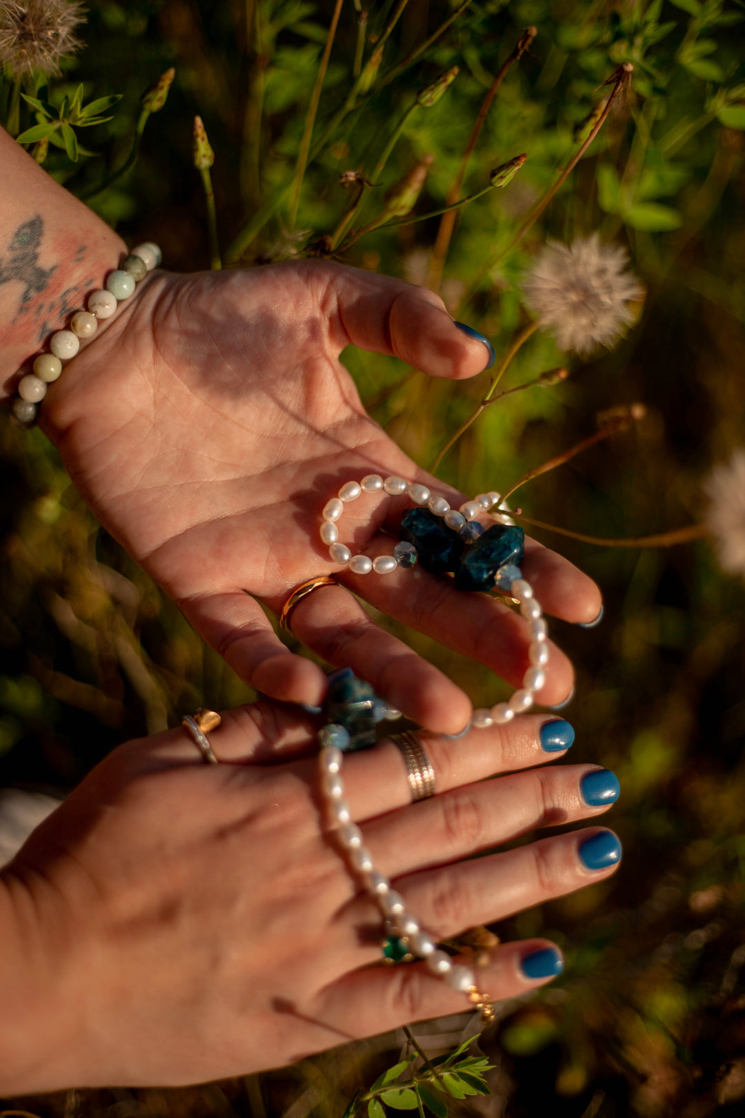 Apatite pearl necklace