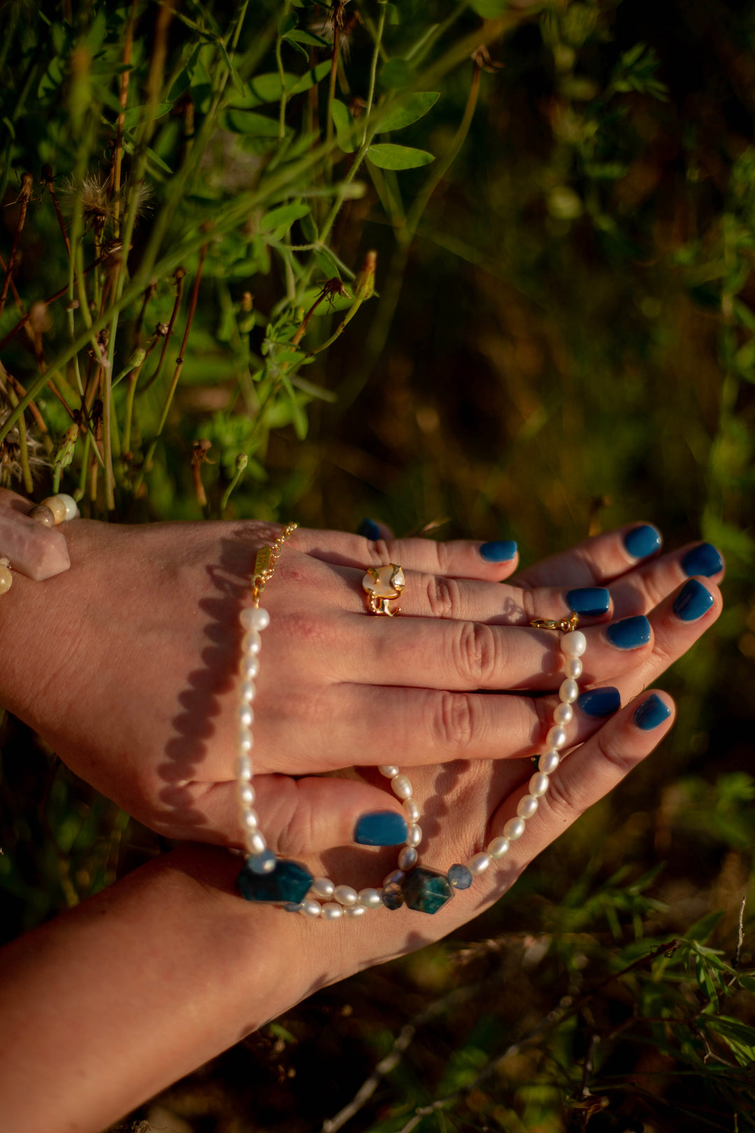 Apatite pearl necklace